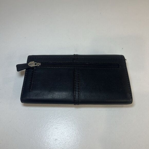 Fossil Maddox Marlow Leather Flap Clutch Wallet Black Vintage Tri-Fold Keyhole - Picture 2 of 8